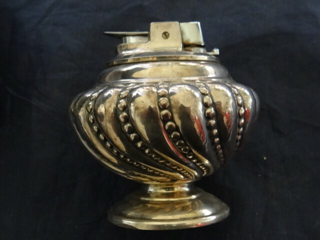 Lighter Art Deco Style '50/'60 Ronson Crown Table In Silver Plate With Box