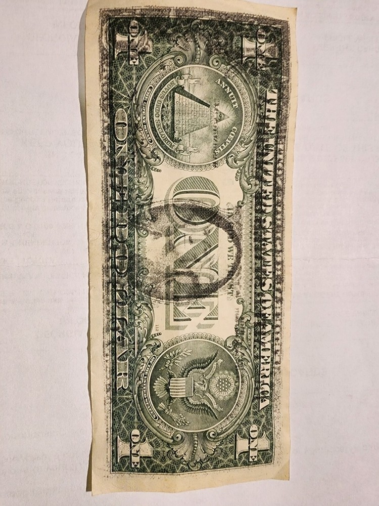 Offset Front To Back 2006 $1 Dollar Bill