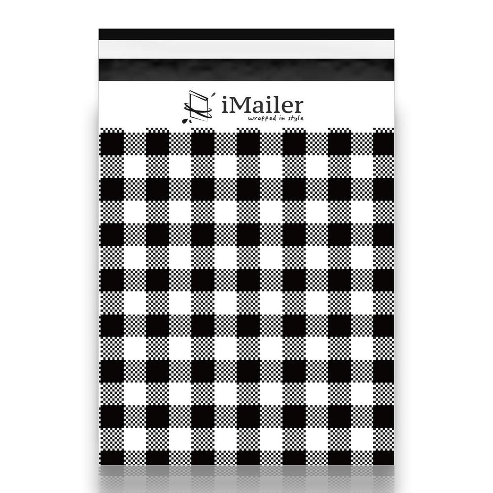100 Count - 14.5 x 19 inch,Poly Mailer Black Gingham Plaid Package Envelope, ...