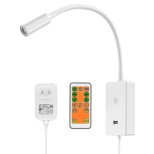 LED Wall Mounted Bedside Reading Light with Wireless Remote Control White