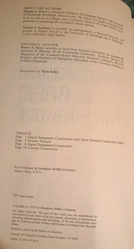 Rare Radio Shack Computer Programming in Basic for Everyone First Impression '77