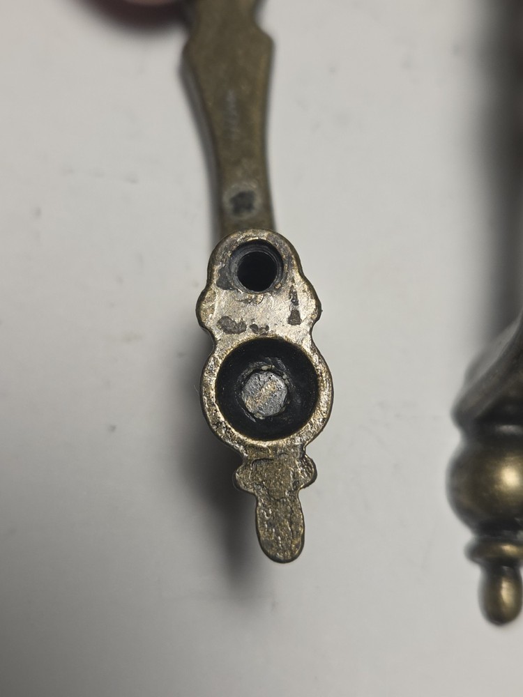 Vintage Solid Brass Cabinet Handles 5” Turned Spindle Drawer Pulls Pair