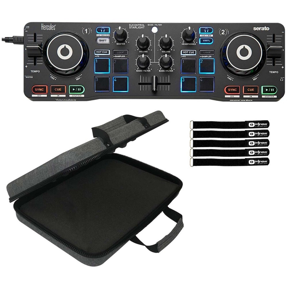 Hercules DJControl Starlight Portable Starter DJ Controller w Case Package