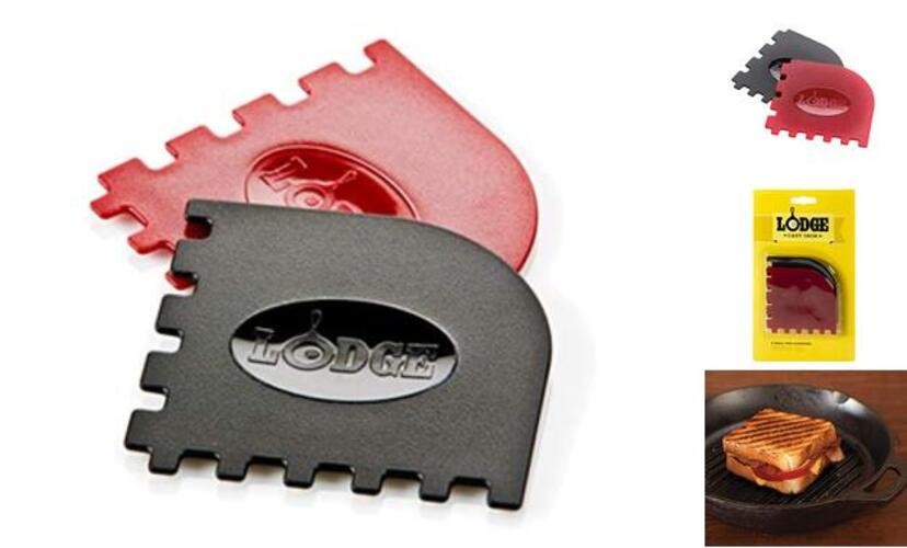 SCRAPERGPK Durable Grill Pan Scrapers, Red and Black, 2-Pack