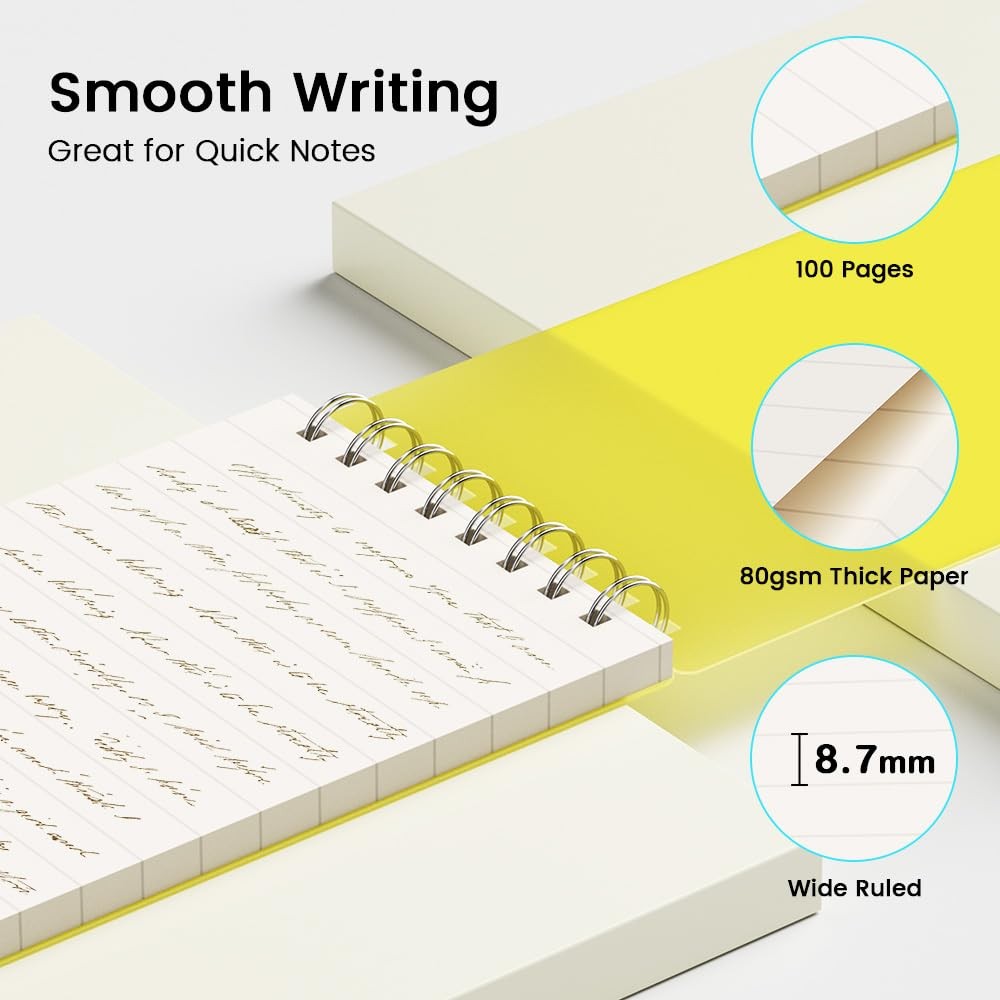 Small Pocket Notebook Journal, Mini Notepad Spiral Notebooks for Work School (Bl