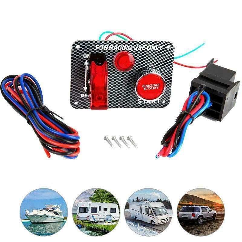 Ignition Switch Panel Engine Start Starter Push Button LED For Toggle Racing Car