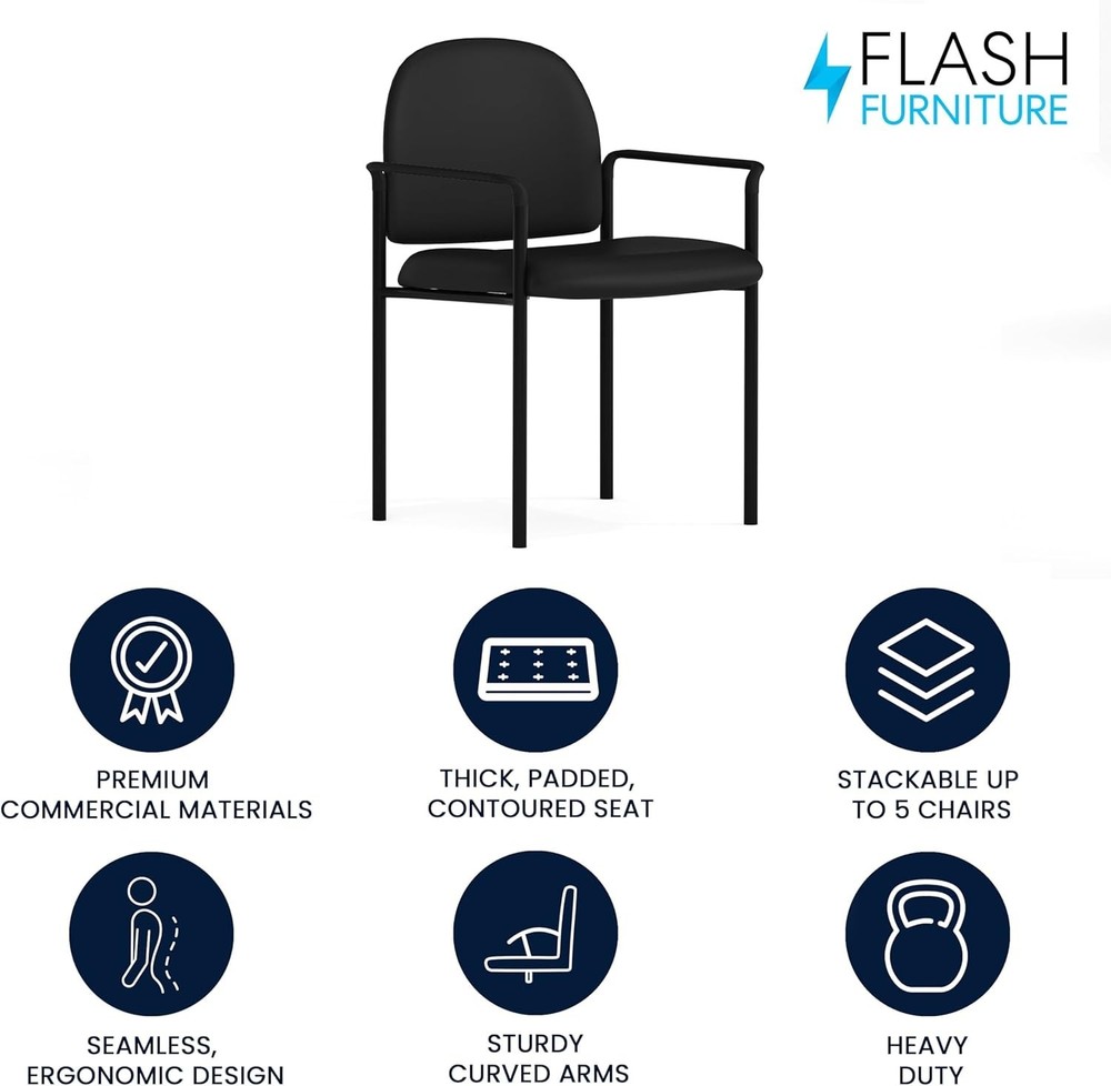 Versatile Padded Side Reception Chair, Stackable & Durable - Perfect for Offices