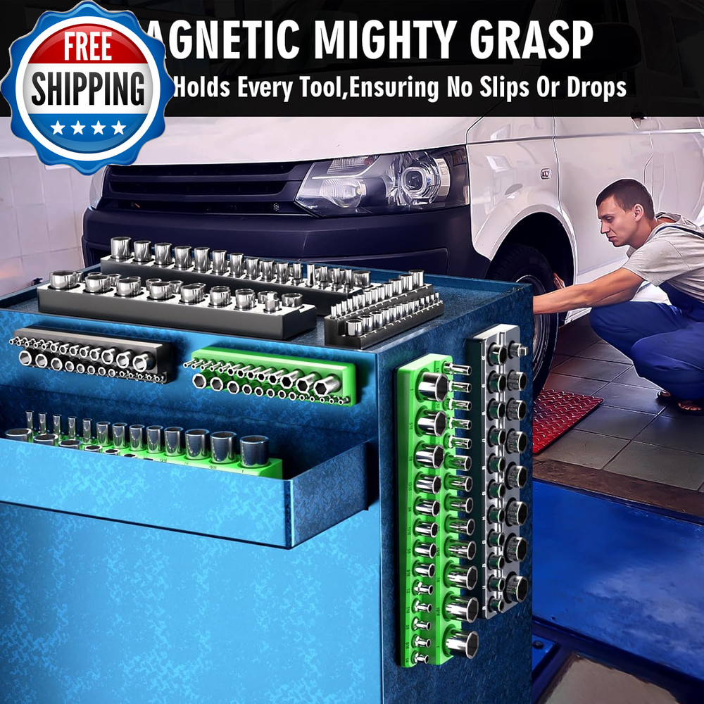 Magnetic Socket Organizer Holder Set for Tool Box Drawer, Toolbox Organization I