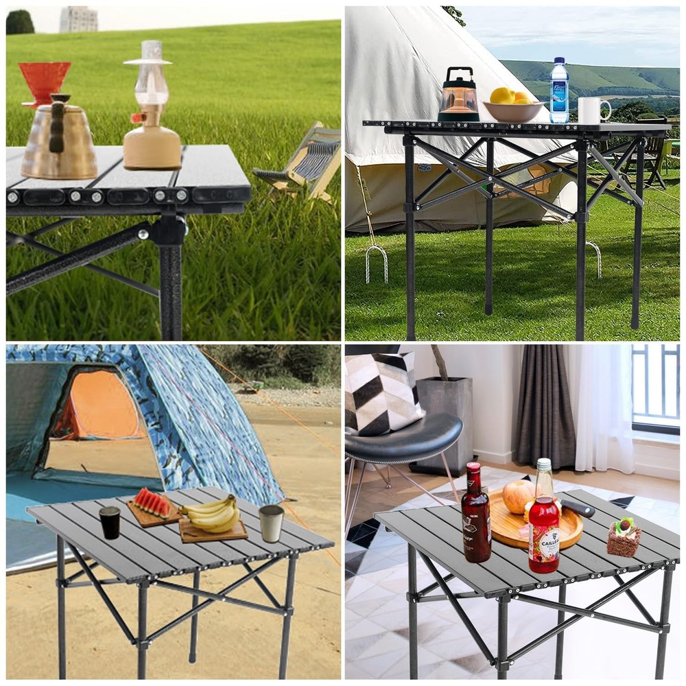 Portable Camping Table Folding Side Table Aluminum Lightweight Table with Car...