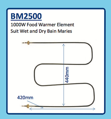 1000W FOOD WARMER ELEMENT SUIT WET AND DRY BAIN MARIES BM2500 420x440mm