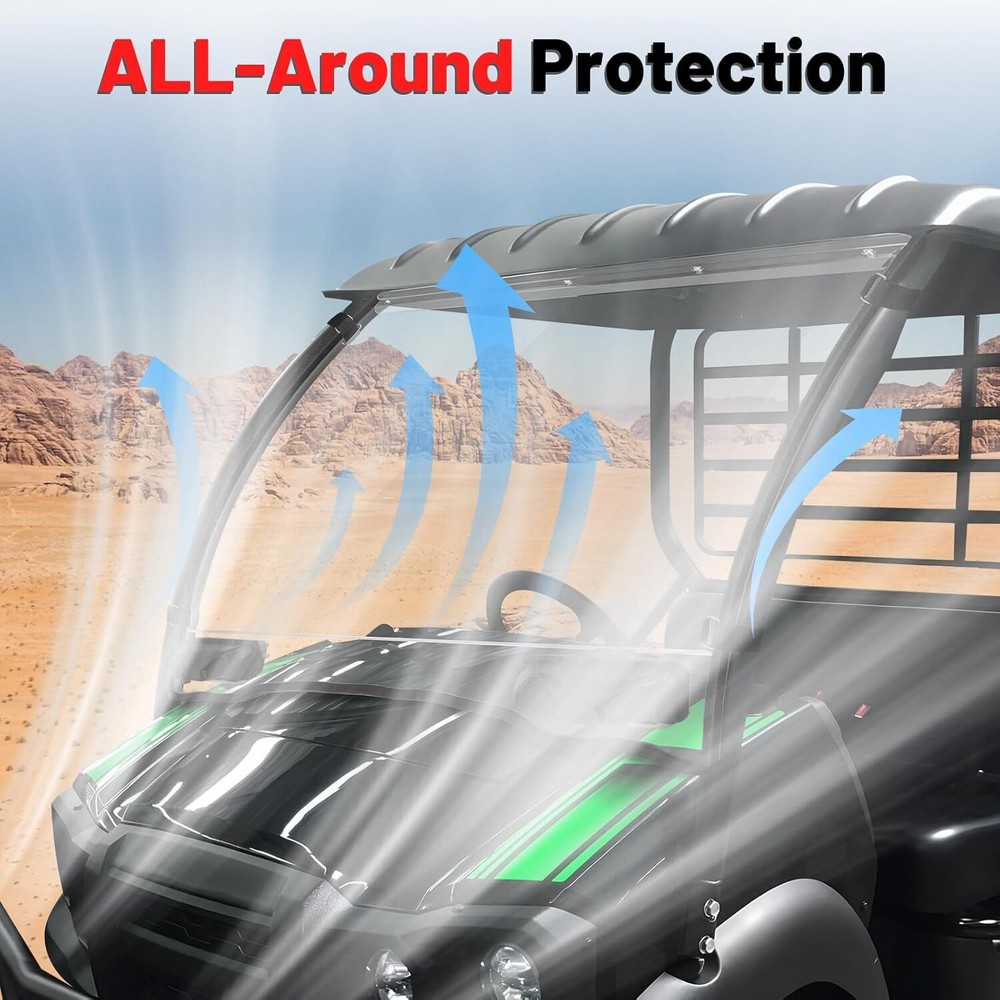 Front Vented Windshield Scratch Resistant for Kawasaki Mule SX XC LE 2020-2024