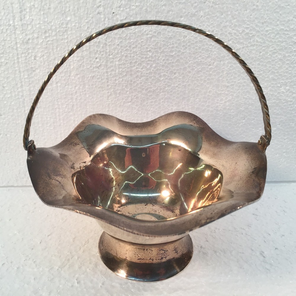 Vintage Brass Basket w/Handle India