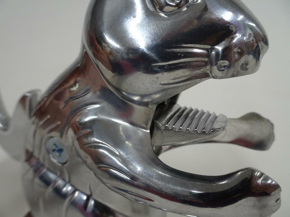 Cast Polished Aluminum 6" Squirrel Nutcracker Modern Retro