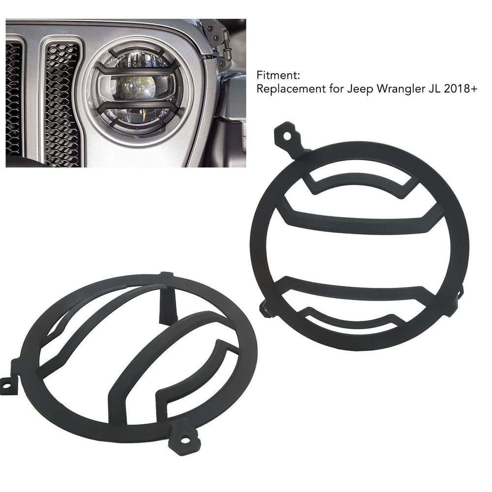 2pcs LED Headlight Guard Protective Headlamp Cover Replacement for JeepWrangler