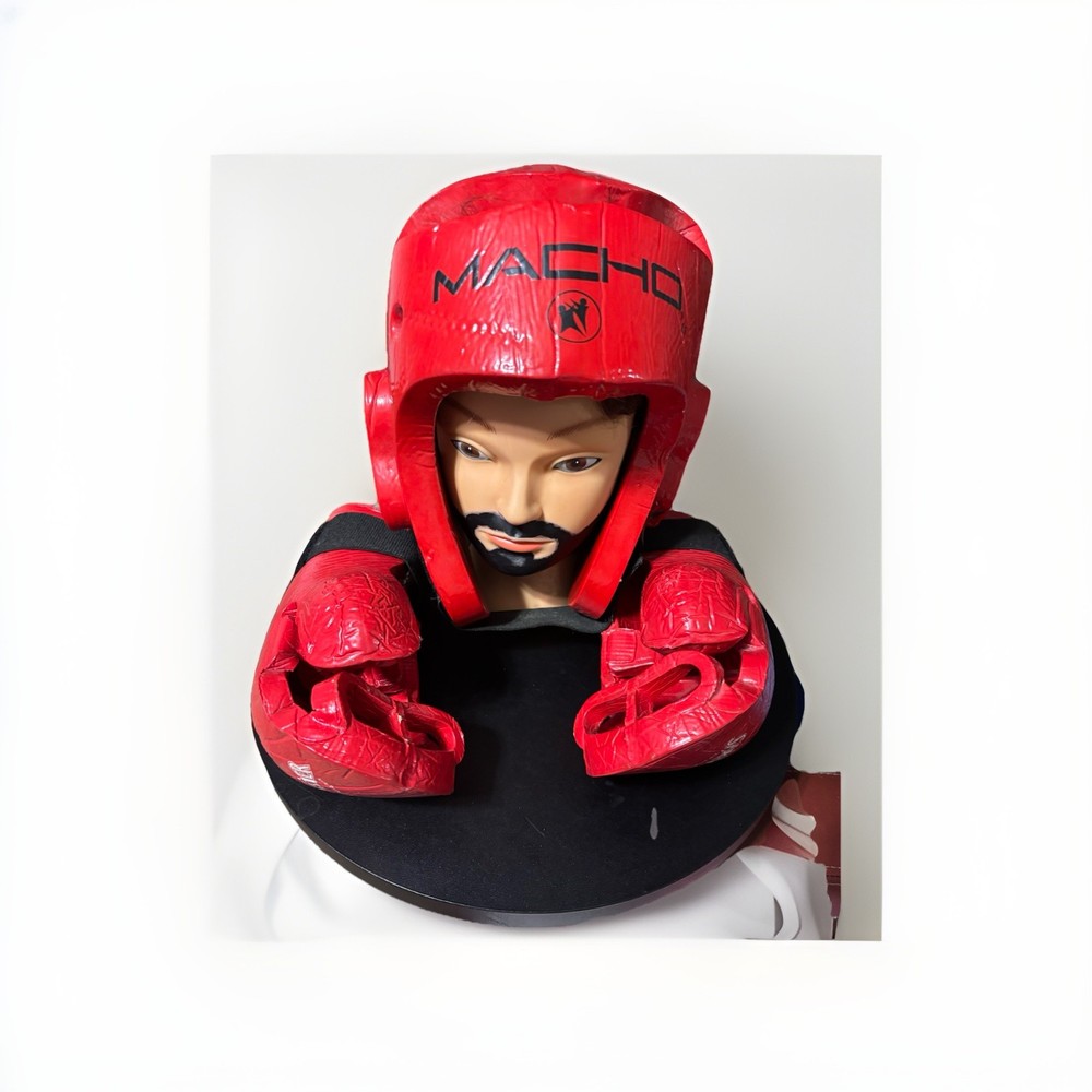 Tiger Claw's Sparmaster  Sparring Gloves Medium Size, Helmet By Macho
