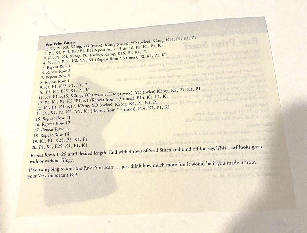 Knitting pattern a day (incomplete) 2005 Calendar