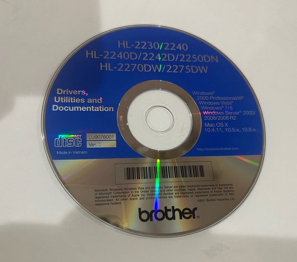 Brother Drivers, Utilities & Documentation HL-2240D Software Driver CD *READ*