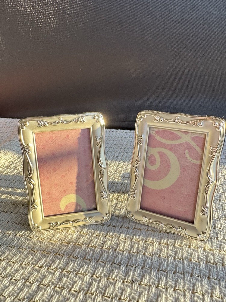 Miniature Photo Frames - 2 Silver Tone Picture Frames 4” X 3”