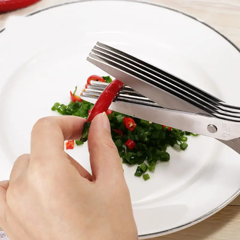 1PC Multi - Layer Kitchen Scissors, Stainless Steel, Quick Scallion/Herb Chop