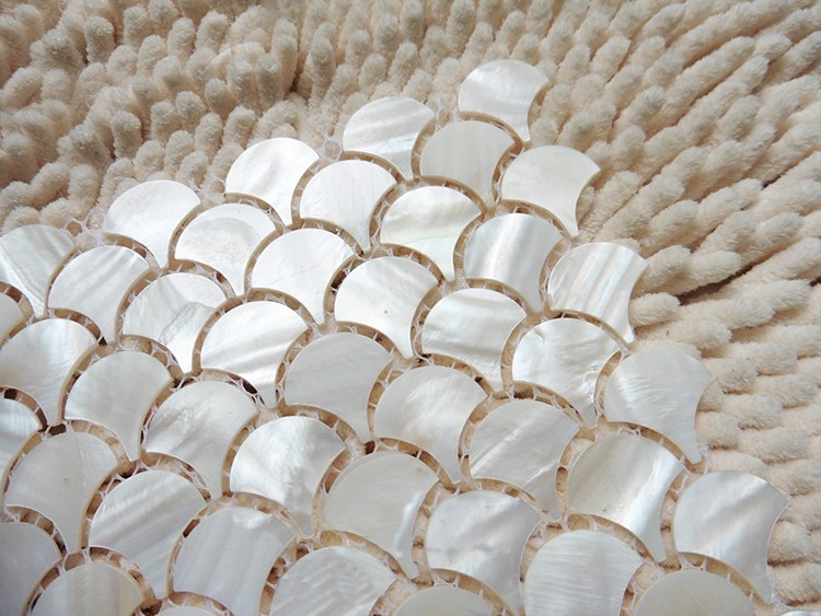 11PCS White Fish Scale Shell Mosaic Tile Kitchen Backspalsh Shower Fan Wall Tile