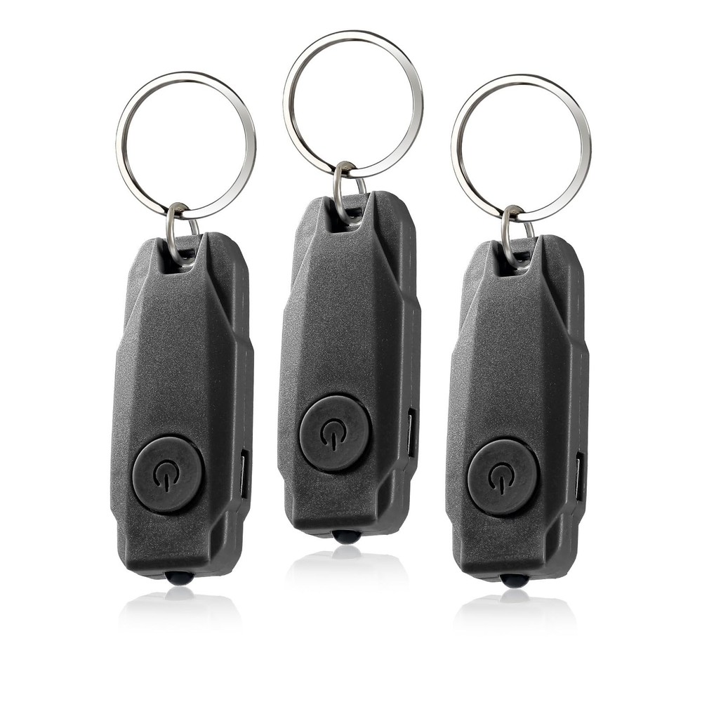 3 Pack USB Rechargeable Keychain Light Mini LED Flashlight with Keyring Black NE