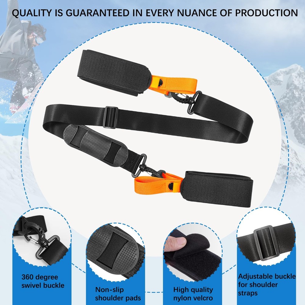 Adjustable Ski Strap Carrier Shoulder Sling for Snowboard Transport