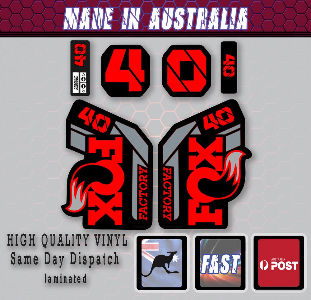 FOX style Factory 40  Fork Decals Stickers Red /grey/black  Laminated 2020