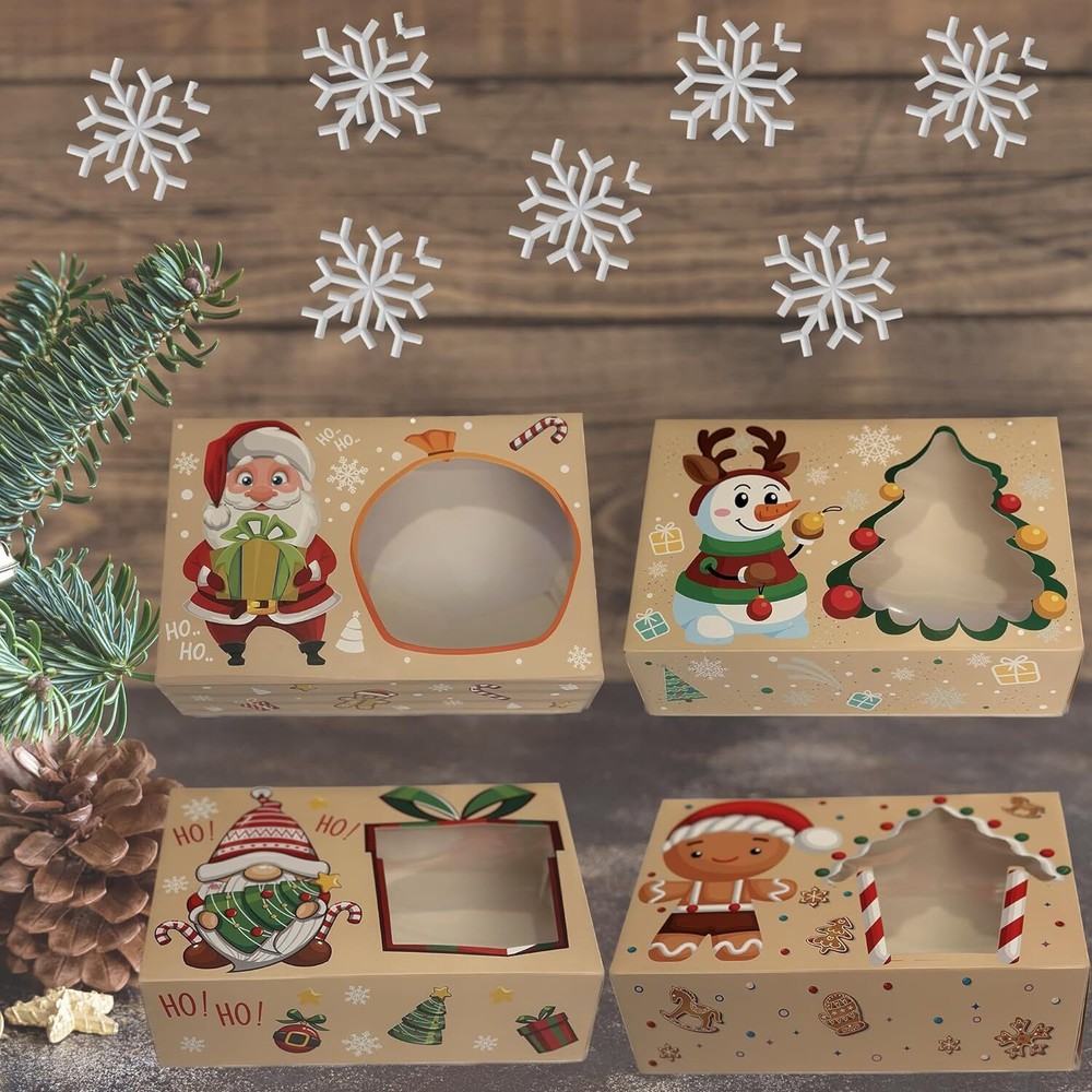 Christmas Cookie Boxes, Bulk 24 Variety Pack, Holiday Pastries Multicolor