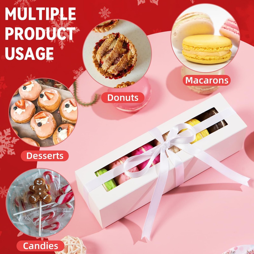 25 Pack Macaron Boxes for 6 7.2×1.9×1.9 Inches Macaron Packaging Boxes Black ...