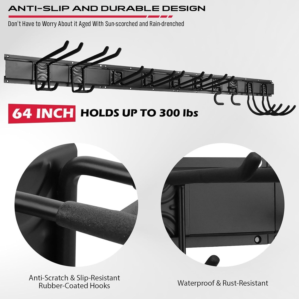 64" Heavy Duty Garage Storage Tool Organizer Wall Mount - Rack with...