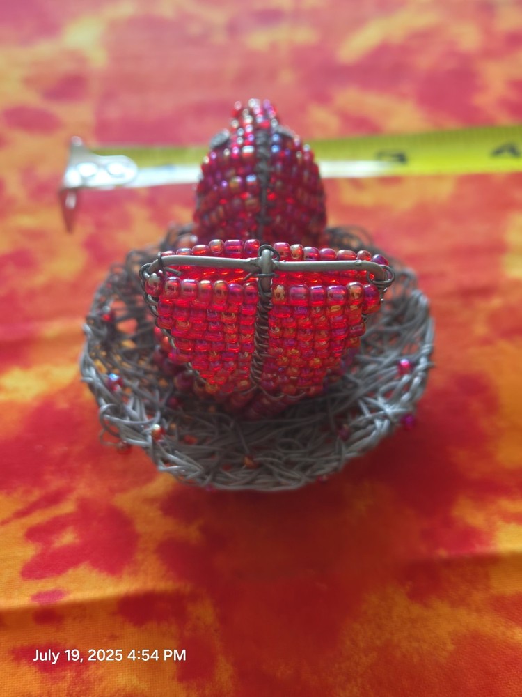 Handmade Beaded Bird In Nest