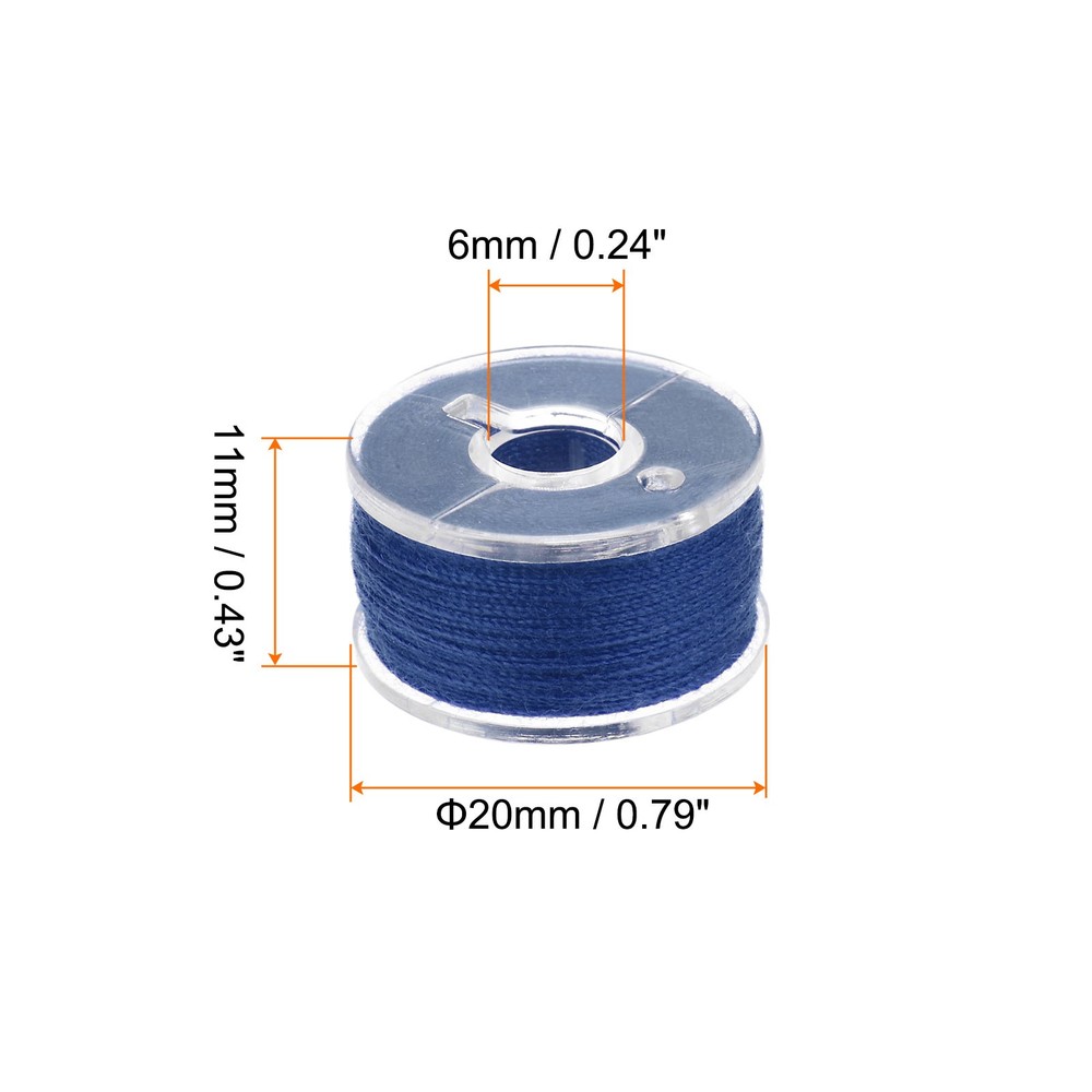 25pcs Prewound Sewing Bobbin Thread with Storage Plastic Case Navy Blue