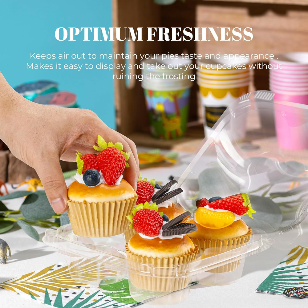 4 Compartment Cupcake Containers 20 Pack Cupcake Holder with Connected Airtight