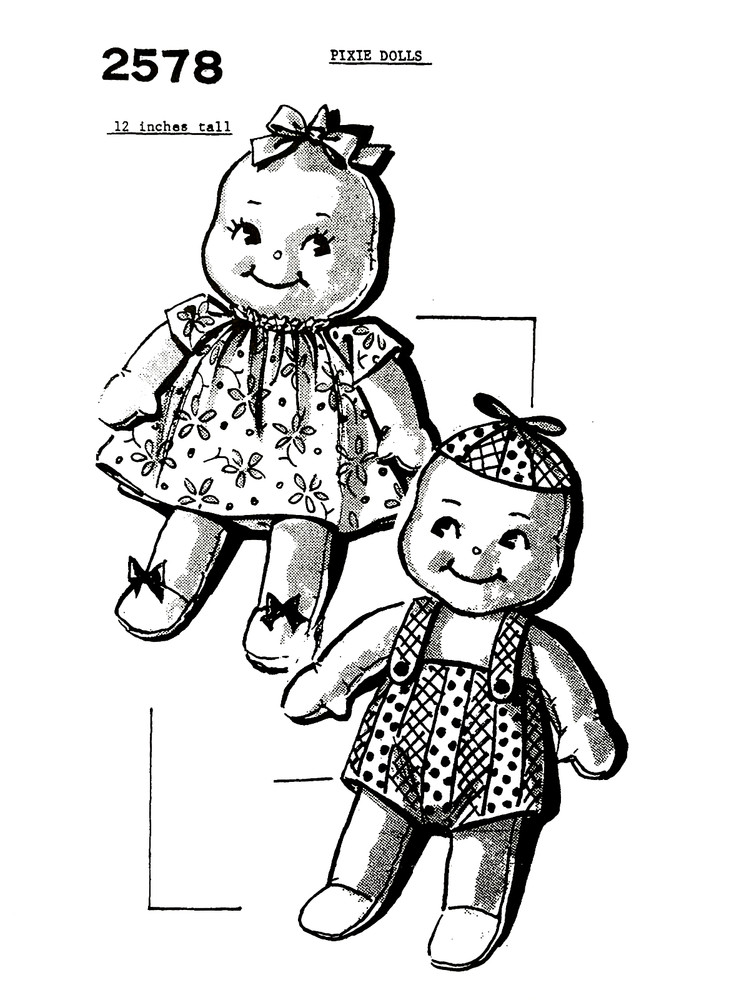 Pixie Dolls (12 inches Tall) Sewing Pattern 2578 (Reprint)