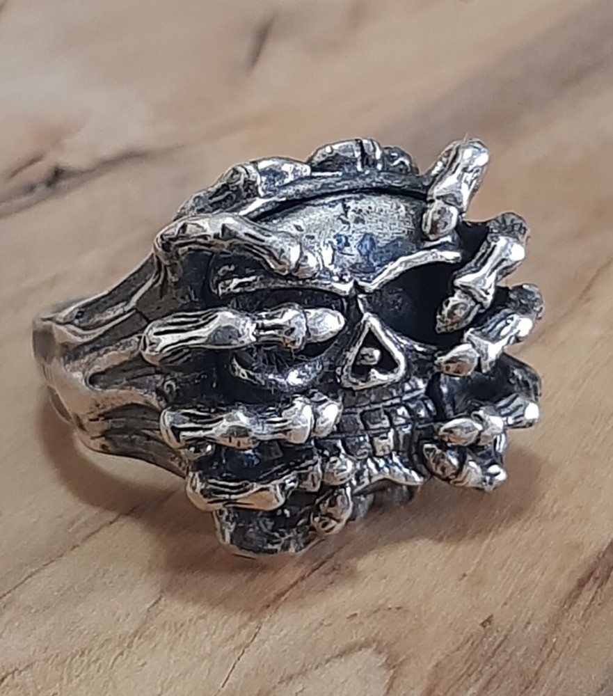 925 MENS SILVER RING motorcycle skull harley