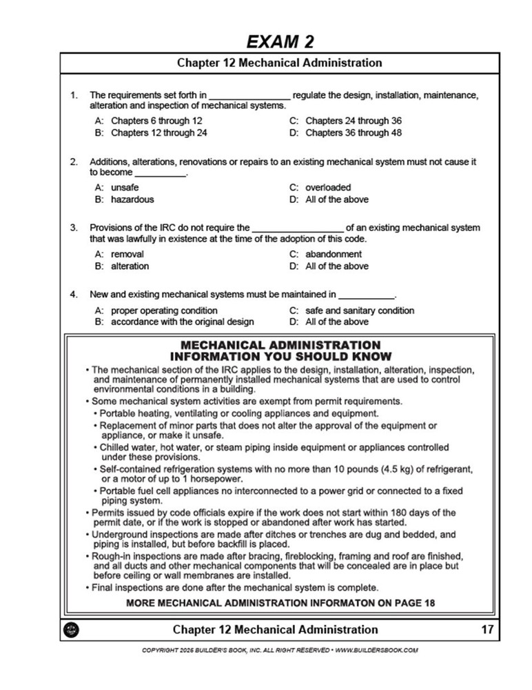 M1 Residential Mechanical Inspector QuickPass Study Guide Based On 2024 IRC