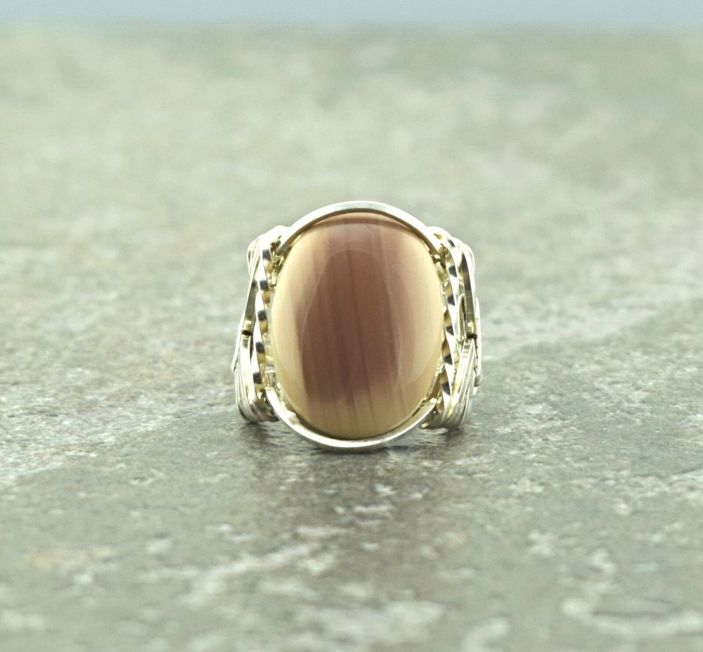 Sterling Silver Imperial Jasper Cabochon Wire Wrapped Ring