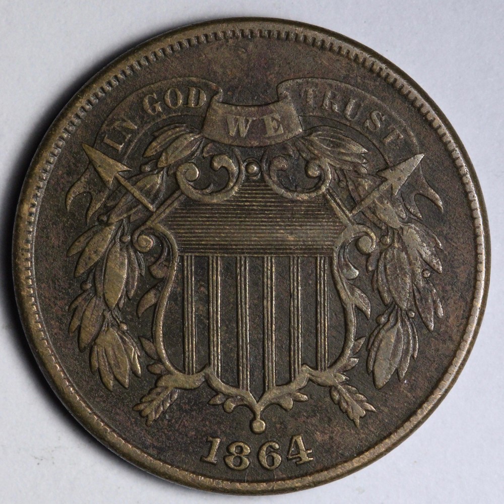 1864 Two Cent Piece XF E235 IVER