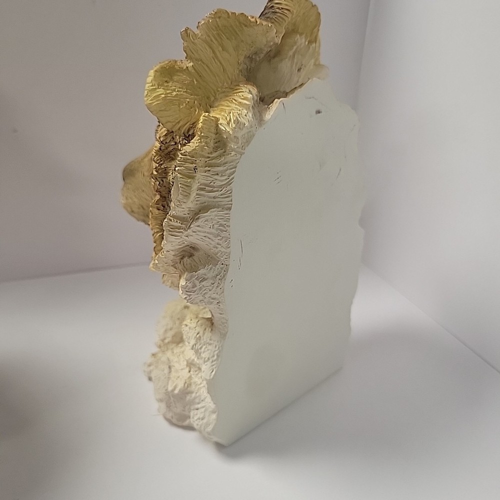 Clay Ceramic Lion Head Book Ends - 6.25" Tall