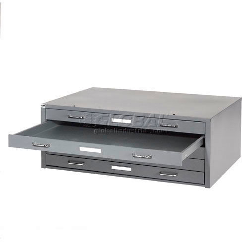 41"W Flat File Cabinet 5 Drawer Gray
