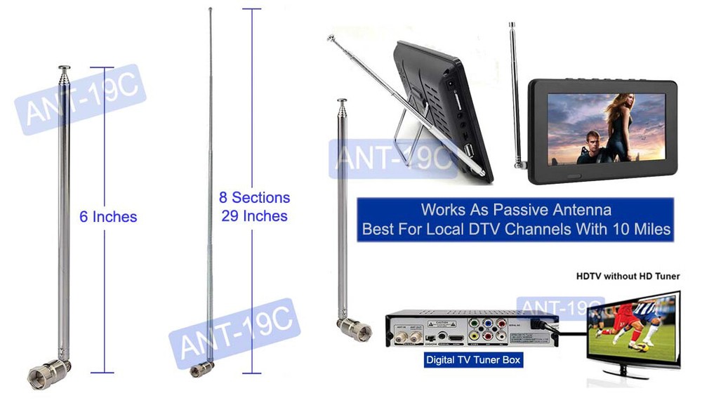 8-Section Extendable telescopic lightweight TV antenna
