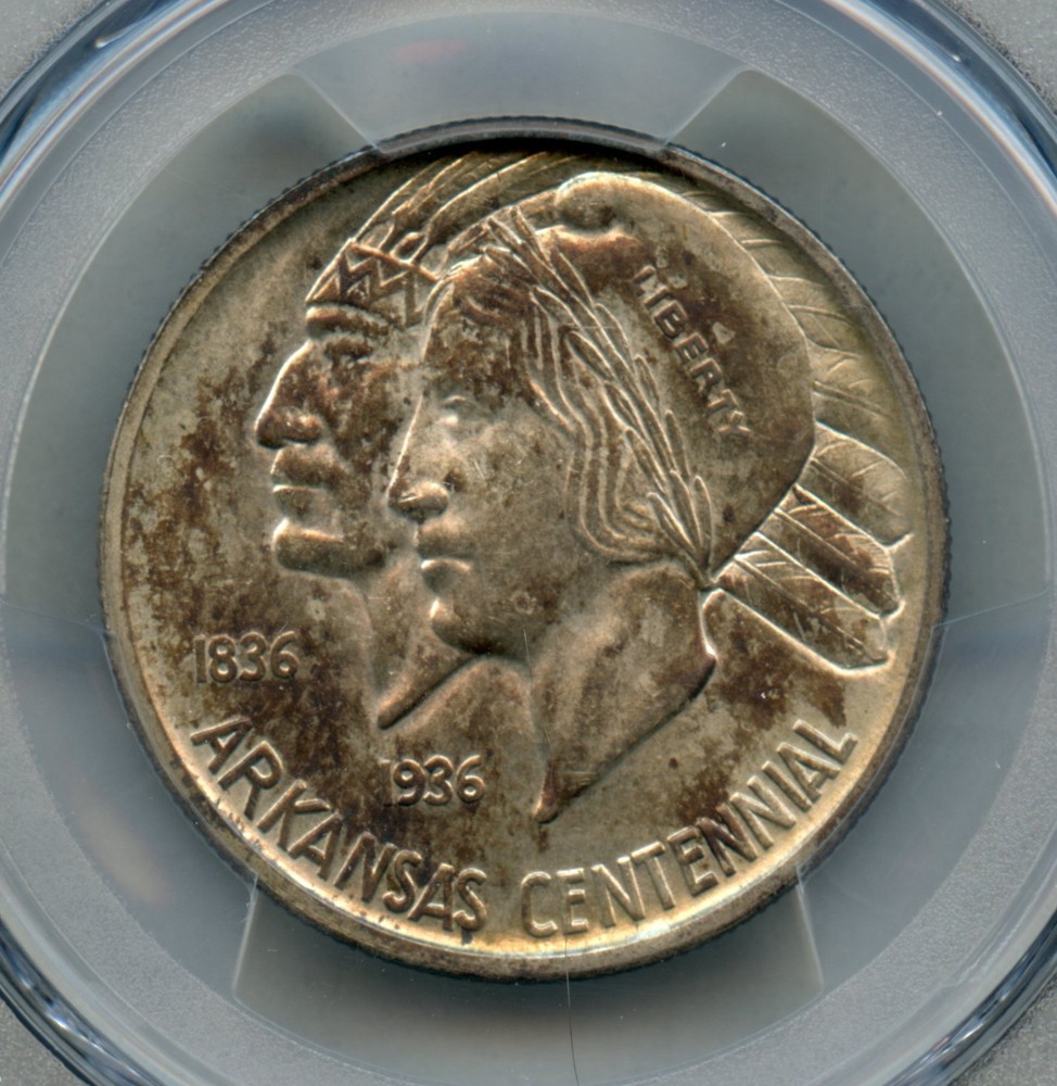 1937 S Arkansas Centennial Commemorative Silver Half Dollar PCGS MS 64