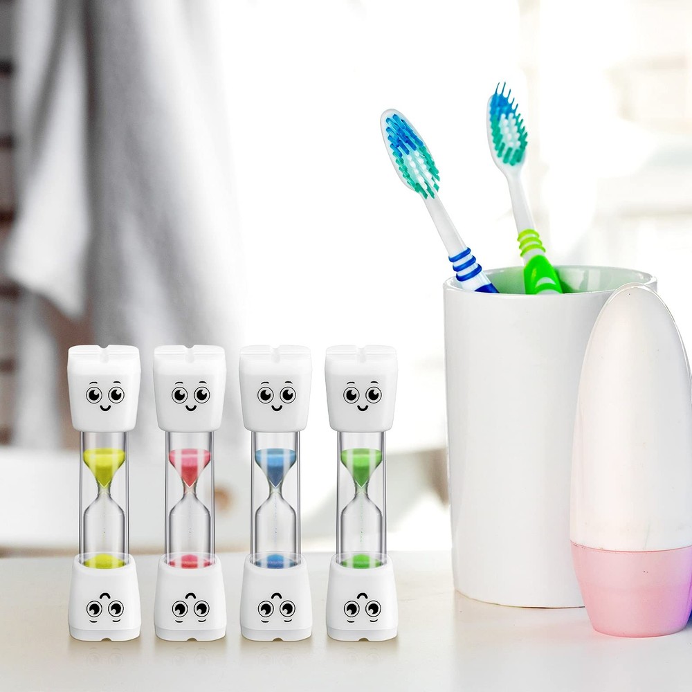 4 Pieces Toothbrush Timer 2 Minute Sand Timer Smile Pattern Tooth Brushing