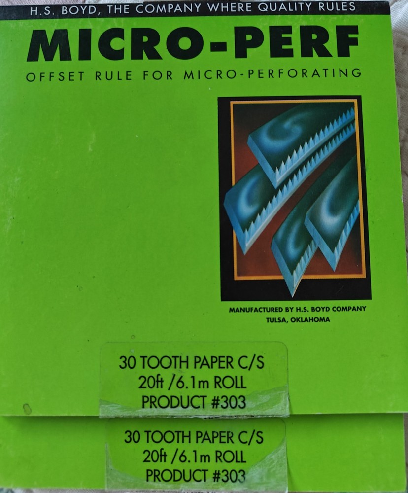 HS BOYD Micro-Perf 30 Tooth C/S 20ft/6.1 Roll  #303 Bindery Supplies Micro Perf