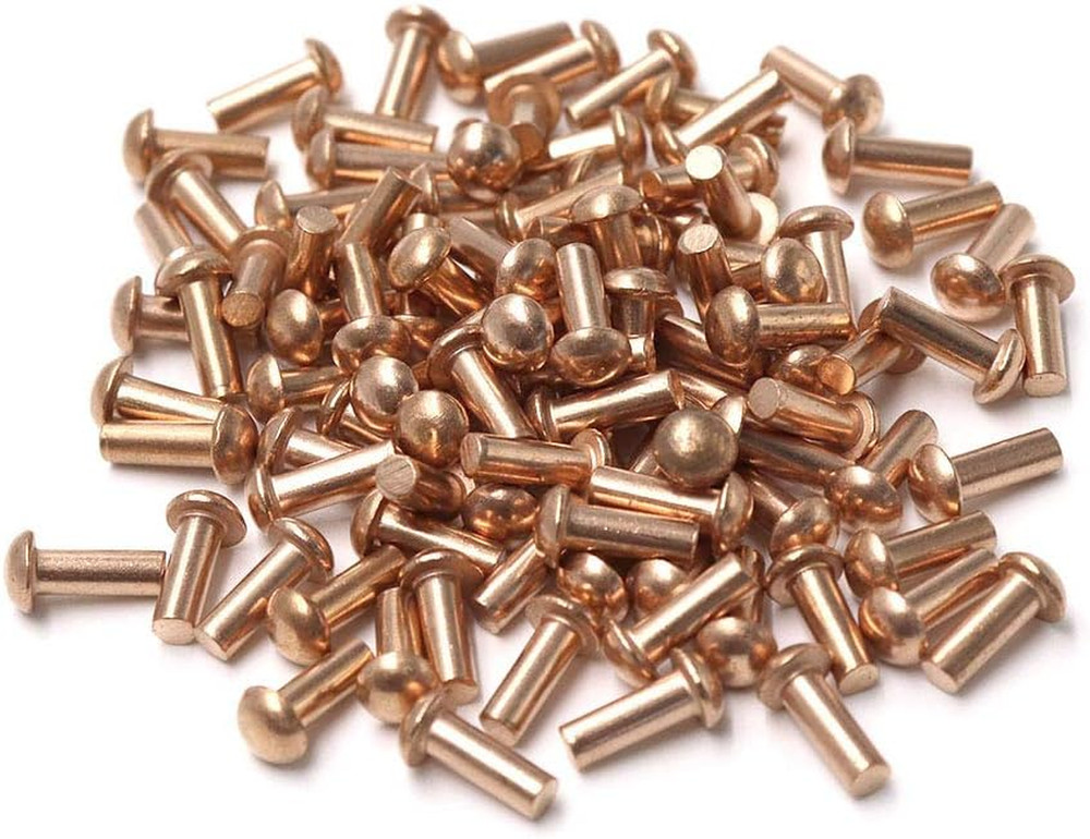 1/8" Diameter 5/16" L Shank Copper round Head Solid Rivets Fasteners-100Pcs
