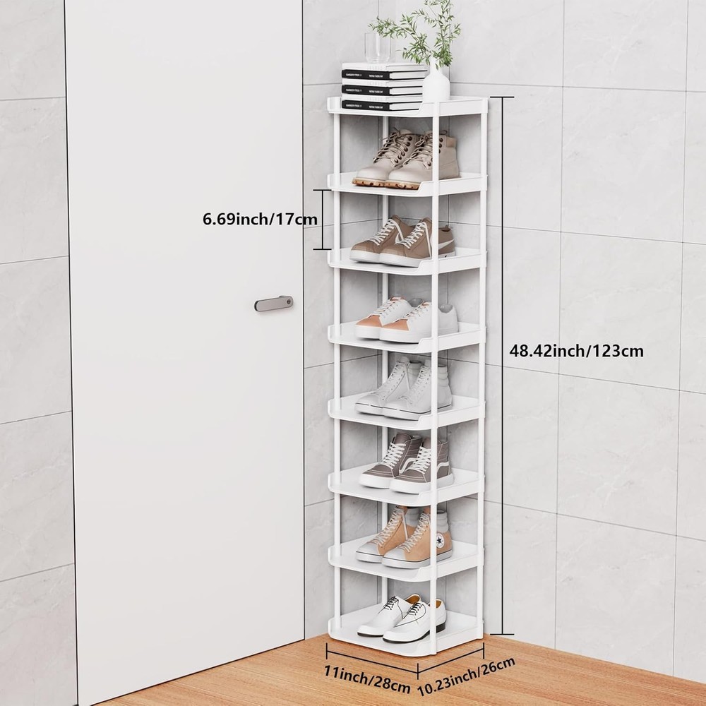 Narrow Shoe Storage Rack, Compact Single Shoerack Stand for Slim Space, Stackabl