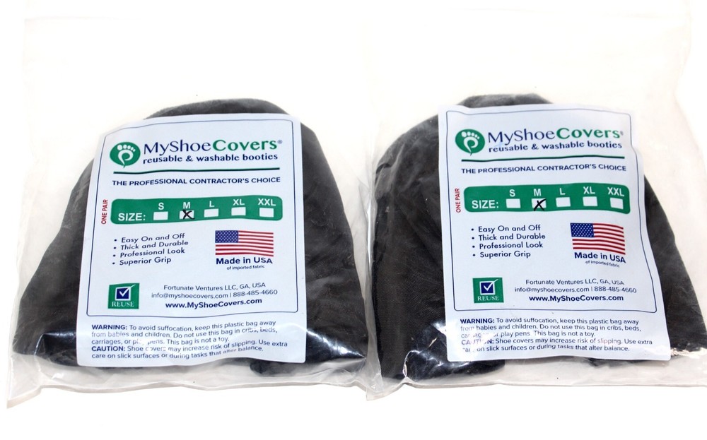 2 x MyShoeCovers Reusable Washable booties for Shoe and Boot medium
