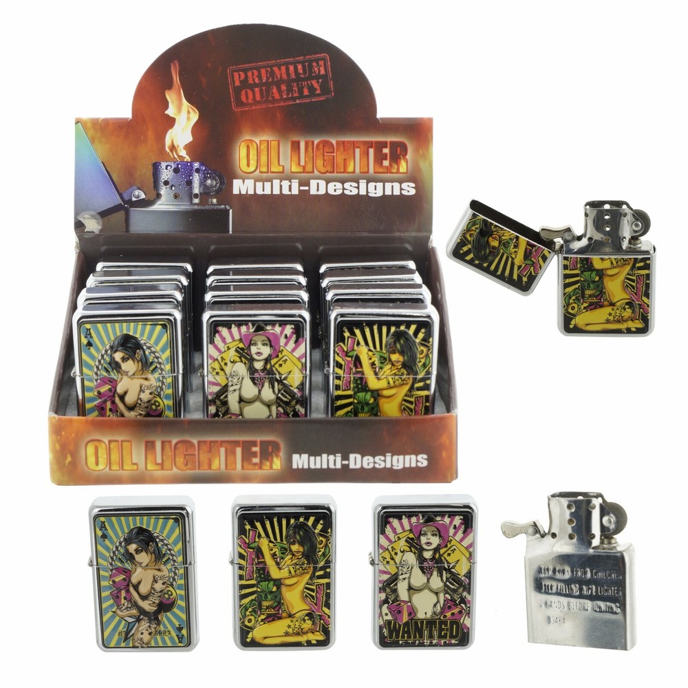 OiL lighter with Pink Hat lady design