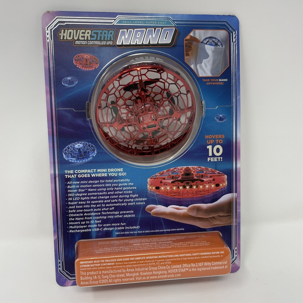 Hover Star Nano Motion Controlled UFO Toy – Hand Control Red Drone