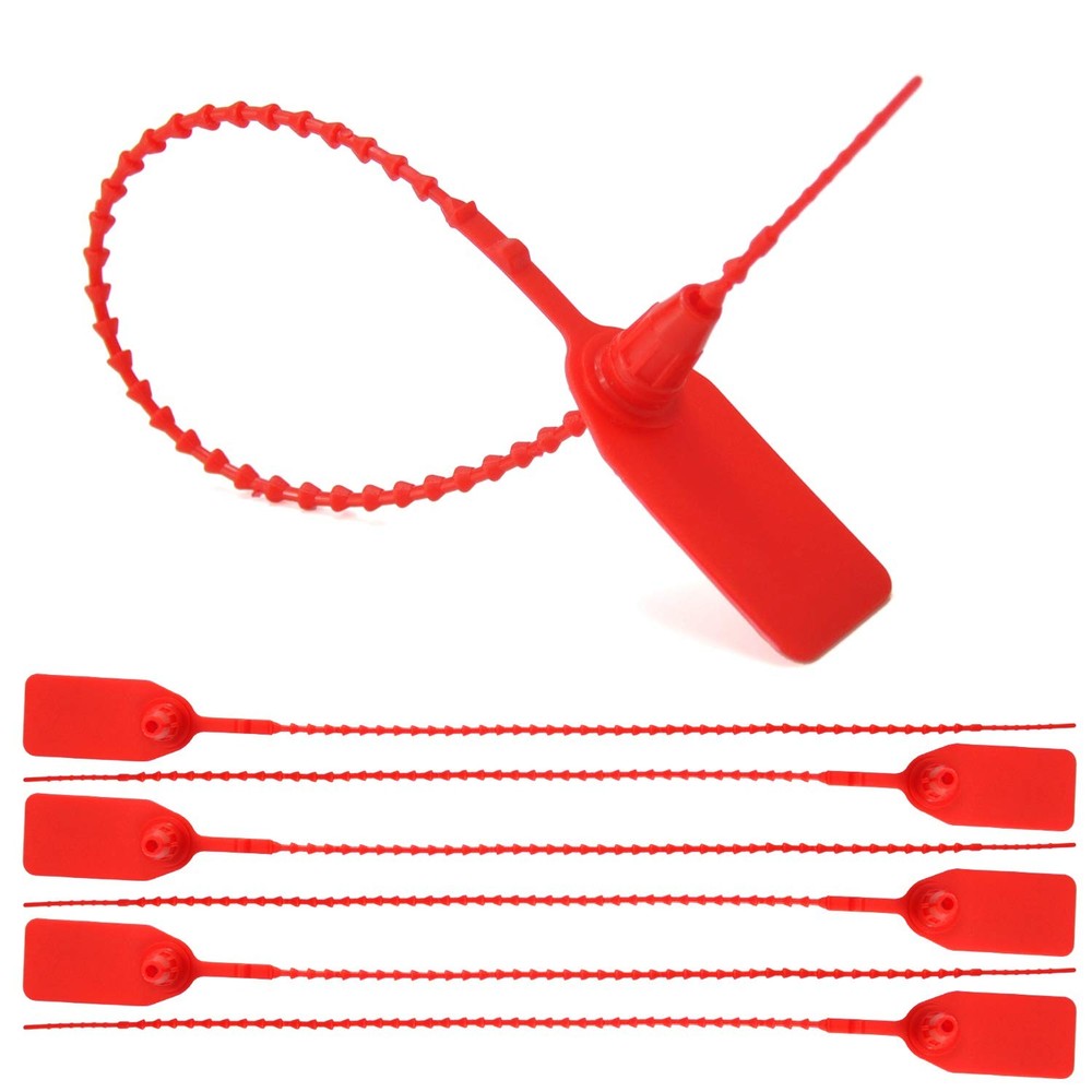 (R) 100 Plastic Tamper Seals, Zip Ties for Fire Extinguishers Pull Tite Secur...